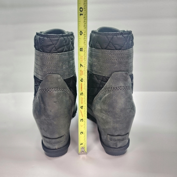 SOREL Lexie Wedge Felt Heel Dark Slate Leather Lace Up Boot Size 11 - Picture 7 of 15